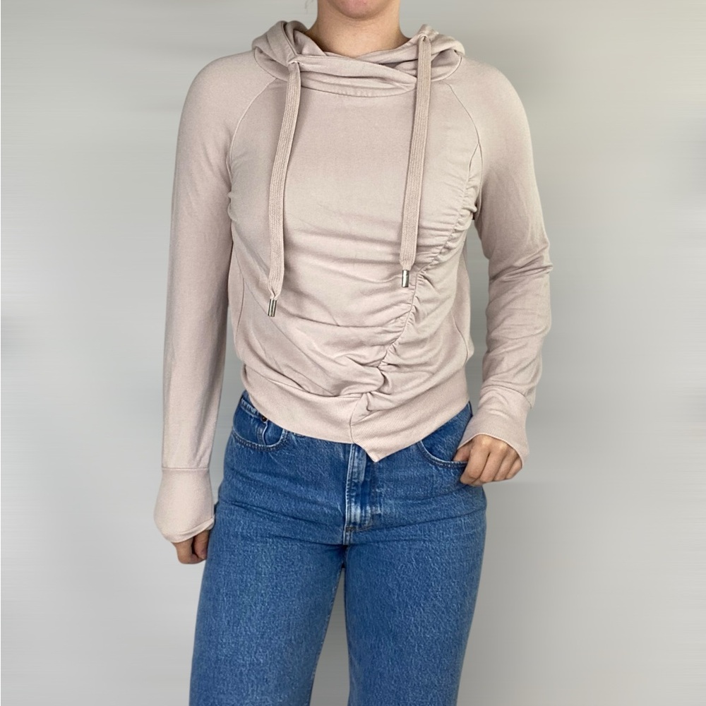 NSF Clarah Cinch Crop Hoodie Pink Casual Size Small Ruched Casual Stretchy